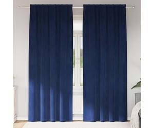Blackout Curtains Pack of 2 Dark Blue 140 x 225 cm Velvet with Loops, Opaque and Insulating for Living Room Bedroom Children's Room Modern Design