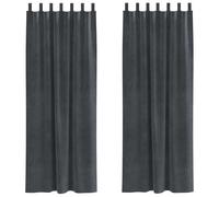 Blackout Curtains Pack of 2 Light Grey 140 x 260 cm Velvet with Fabric Loops Opaque Insulating Soundproof for Living Room Bedroom Children's Room