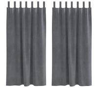 Blackout Curtains Pack of 2 Light Grey Velvet 140 x 175 cm with Fabric Loops for Living Room Bedroom Children's Room Opaque Insulating Soundproof Modern Curtain