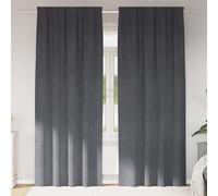 Blackout Curtains Pack of 2 Light Grey Velvet 140 x 245 cm with Loops and Eyelets for Living Room Bedroom Children's Room Opaque Soundproofing Insulating Modern Privacy Screen