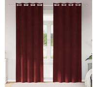 Blackout Curtains, Pack of 2, Wine Red, 140 x 225 cm, Velvet Curtain, Opaque with Eyelets for Bedroom, Living Room, Thermal Store with Privacy Screen and Scarf for Children's Room, Modern Design
