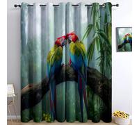 Blackout Curtains - Parrots In The Rainforest Thermal Insulated Room Darkening Window Drapes Green, for Nursery Baby Bedroom Playroom 2 Panels, 46 x 54 Inch