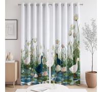 Blackout curtains Polyester material Cartoon Animals Geese White The size of the curtain is 107 x 213cm 42 inches wide x 84 inches long, For bedroom