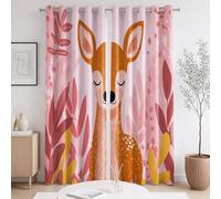 Blackout curtains Premium texture Cartoon Animals Deer Pink The size of the curtain is117 x 229cm 46 inches wide x 90 inches long, For bedroom