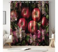 Blackout Curtains red Window Drapes with Beautiful Plants Fruit Printed Thermal Insulated Window Curtain Panels Adjustable Thermal Insulated Noise Reducing Curtains of 46 x 54 Inch