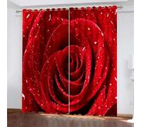 Blackout Curtains Rose 2 Panels 46" Wide x 90" Drop Room Darkening Polyester Fabric Eyelet Curtain 3D Flowers Curtains Noise Reducing Window Drapes for Living Room（style 29-9）