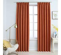 Blackout Curtains Rust 140x225 cm 100% Polyester Suede Touch incl Hooks 2 pcs.