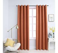 Blackout Curtains Rust Suede Touch 100% Polyester 140x175cm With Rings 2pcs Pair