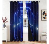 Blackout Curtains Sci-Fi Cool, Noise Reduction & Thermal Insulation Curtains, Tunnels Glowing Lines Spots Printed Eyelet Curtain for Bedroom Living Room Nursery 46 x 72 inch (2 Panels)