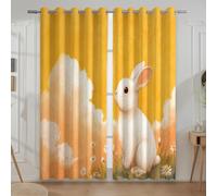 Blackout Curtains, SoundsproofThermal InsulatedMachine washableliving room curtainsfor bedrooms, living rooms, and nurseriesYellowCartoon Cute White Rabbit116.8 W x 182.9 L CM.