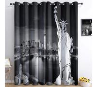 Blackout Curtains Statue Of Liberty for Living Room Bedroom Drapes Room W 46" x L 54" (2 Panels) Eyelet CurtainThermal Insulated Noise Reducing Drapes Window Treatment Sets Black And White