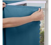 Blackout Curtains Stick on No Drill Blinds Self Adhesive Thermal Room Darkening Window Cover Renter Friendly Portable Travel Black out Curtain for Bedroom Nursery RV (Dark Blue, 120W x 120H cm)