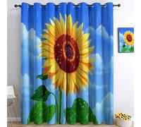 Blackout Curtains Sunflowers In The Rain W66" x L72" Soft Microfiber Insulated Blackout Opaque Curtain with Eyelet, for Bedroom Living Room Kids Room, 2 Panels