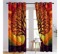 Blackout Curtains - Sunset Tree Of Life Thermal Insulated Room Darkening Window Drapes Orange Color, for Nursery Baby Bedroom Playroom 2 Panels, 66 x 72 Inch