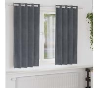Blackout Curtains Super Light Grey Velvet 140 x 175 cm 2pc Eyelet Pair Room Set