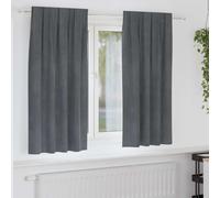 Blackout Curtains Super Light Grey Velvet 140 x 175 cm 2pc Eyelet Pair Room Set