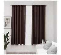 Blackout Curtains Taupe 140x175cm 2pc Linen-look 100% Polyester with Metal Hooks