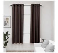 vidaXL Linen-Look Blackout Curtains with Grommets 2pcs Taupe 140x175cm
