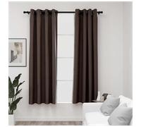 Blackout Curtains Taupe 140x175cm Pair Linen-Look 100% Polyester Thermal Grommet