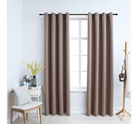 Blackout Curtains Taupe 140x225 cm 100% Polyester Energy Saving Metal Rings 2 pc