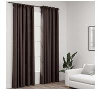 Blackout curtains Taupe 140x225 cm 100% polyester linen-look 2pcs set with hooks