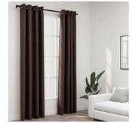 vidaXL 2x Linen-Look Blackout Curtains with Grommets Taupe 140x225cm Drape