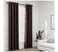 Blackout Curtains Taupe 140x225cm 2pcs Linen-Look Grommet 100% Polyester Thermal