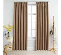 Blackout Curtains Taupe 140x245 cm 100% Polyester Thermal Eyelet Panels Pair Set