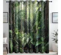 Blackout Curtains Tropical Rainforest Plants Thermal Insulated Window Curtain Green Soft Energy Saving Sun Blocking Eyelet Curtains for Bedroom Living Room Nursery W 55" x L 90" (2 Panels)
