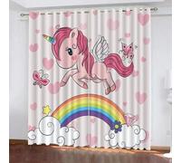 Blackout Curtains Unicorn 2 Panels 42" Wide x 54" Drop Room Darkening Polyester Fabric Eyelet Curtain 3D Rainbow Curtains Noise Reducing Window Drapes for Kids Bedroom（style 9-10）