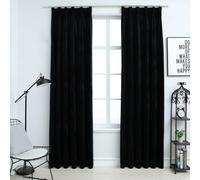 Blackout Curtains Velvet 100% Polyester Black 140x225cm Eyelet Hooks Lined