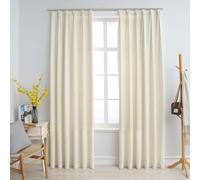 Blackout Curtains Velvet 100% Polyester Cream 140x225 cm 2pcs Room-Darkening Set