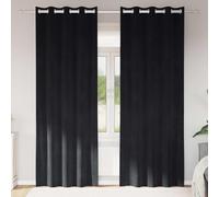 Blackout Curtains Velvet Black 140 x 260 cm 2pcs Eyelet Heavy-Drape Lined Thick