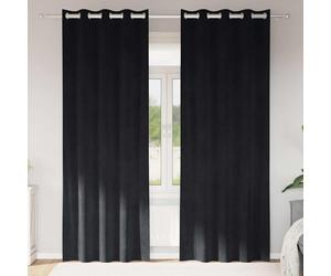 Blackout Curtains Velvet Black 140 x 260 cm 2pcs Eyelet Heavy-Drape Lined Thick