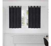 Blackout Curtains Velvet Black 140x140cm 2pcs Eyelet Luxury Room Darkening Pair