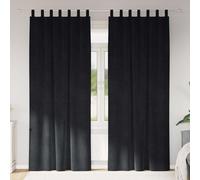Blackout Curtains Velvet Black 2-Piece Panel 140x225 cm Light Blocking Drapes 2x