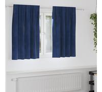 Blackout Curtains Velvet Dark Blue 140 x 140 cm Pair Eyelet Lined Thick Thermal