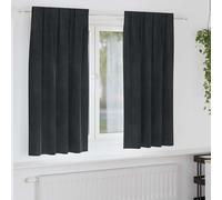 Blackout Curtains Velvet Eyelet Black 2pcs 140x175cm Heavy Drapes Indoor Thermal