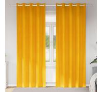 Blackout Curtains Velvet Mustard Yellow 140x260cm Pair Eyelet Hanging Luxury Set