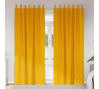 Blackout Curtains Velvet Mustard Yellow Pack of 2 140 x 260 cm with Fabric Loops, Opaque, Insulating, Soundproofing for Living Room, Bedroom, Children's Room, Modern Curtains Decoration
