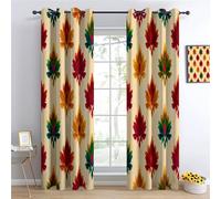 Blackout Curtains, W 29.5" x L 65.4", Milky Yellow Fade-Resistant Thermal Insulated Window Treatment for Home Decor, Exquisite Traditional Arabic Printed Pattern Curtains, 2 Panels