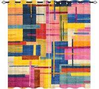 Blackout Curtains W 36" x L 84" 2 Panels Abstract Art Soft Thermal Insulated Eyelet Curtains for Living Room Colorful Polyester Anti-Fade Privacy Drapes for Girls, Boys Bedroom