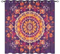 Blackout Curtains W 36" x L 84" 2 Panels RetroMandala Style Soft Thermal Insulated Eyelet Curtains for Living Room Purple Polyester Anti-Fade Privacy Drapes for Girls, Boys Bedroom