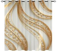 Blackout Curtains W 46" x L 54" 2 Panels Luxurious Golden Art Soft Thermal Insulated Eyelet Curtains for Living Room Gold Polyester Anti-Fade Privacy Drapes for Girls, Boys Bedroom