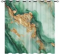 Blackout Curtains W 46" x L 54" 2 Panels Marble Fluid Art Soft Thermal Insulated Eyelet Curtains for Living Room Emerald Green Polyester Anti-Fade Privacy Drapes for Girls, Boys Bedroom
