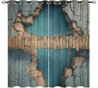 Blackout Curtains W 46" x L 72" 2 Panels 3d Broken Bridge Pattern Soft Thermal Insulated Eyelet Curtains for Living Room Light Polyester Anti-Fade Privacy Drapes for Girls, Boys Bedroom