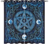 Blackout Curtains W 66" x L 90" 2 Panels Nordic Pattern Soft Thermal Insulated Eyelet Curtains for Living Room Dark Blue Polyester Anti-Fade Privacy Drapes for Girls, Boys Bedroom