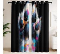 Blackout Curtains W90 x L72 - Avant-Garde, Hand-Drawn, Cute Thermal Curtains, Adjustable & Breathable For Boys and Girls Drapes,Paws, Paint, Animal