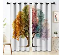 Blackout Curtains Watercolor Simple Trees Gradient Pattern Curtain - 54 inch Long Thermal Insulated Eyelet Drapes for Bedroom Living Room Lounge, Colorful Window Panels W 46" x L 54" (2 Panels)
