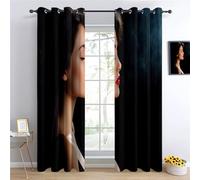 Blackout Curtains with Eyelet W 46.1" x L 72.0" - 2 Panels Thermal Insulated Drapes Exquisite Elegant Beauty Pattern Decor Room Curtains for Bedroom Energy Saving Drapes Black